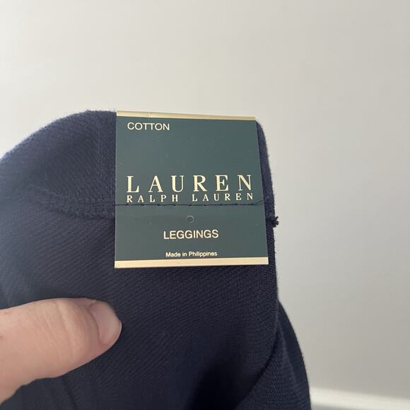 Lauren Ralph Lauren Leggings size C Blue Faux Suede Patch Equestrian Style NEW M - Picture 4 of 7